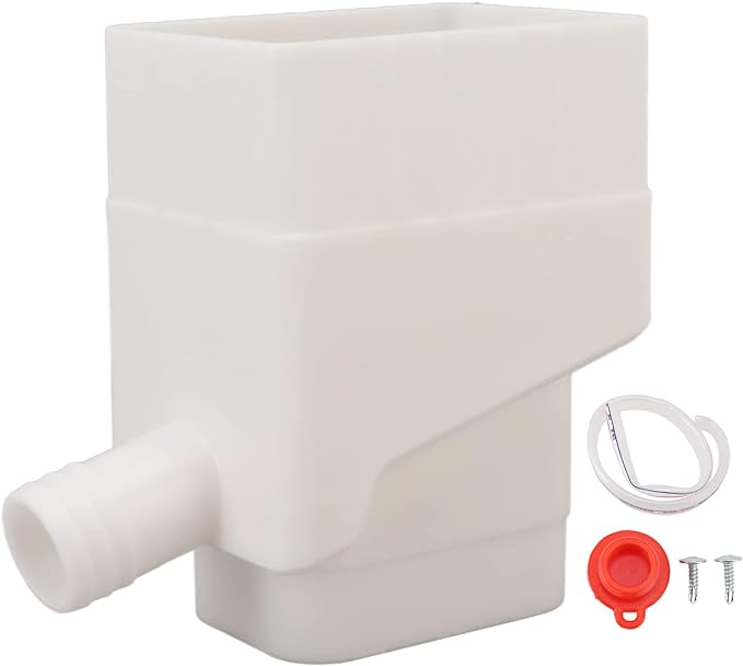 Rainwater Collection System, Rain Barrel Diverter Kit with Hose Recycle Rainwater for Reuse in Lawn and Garden Watering Fits 2 x 3 Standard Gutter Downspout(White)