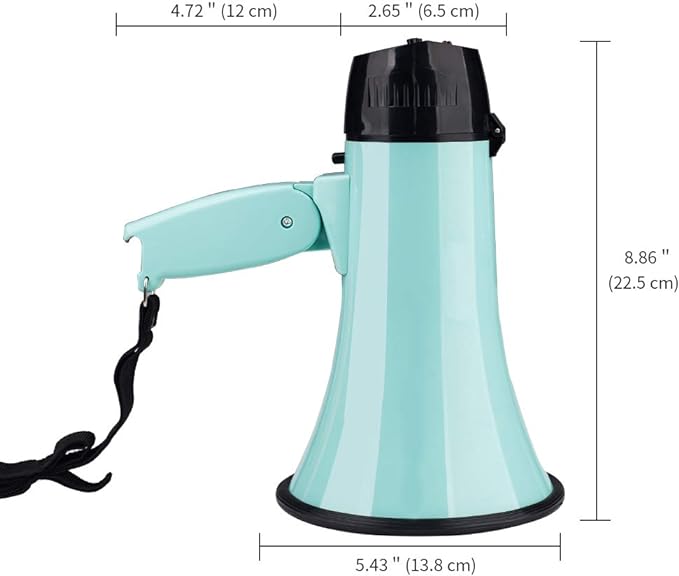 MyMealivos Portable Megaphone Bullhorn 20 Watt Power Megaphone Speaker Voice and Siren/Alarm Modes with Volume Control and Strap (Teal)…