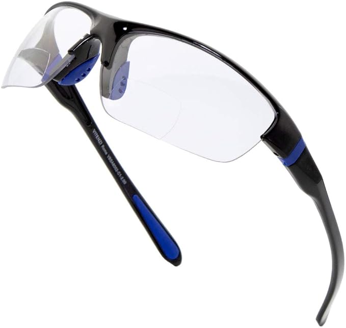 VITENZI Bifocal Safety Glasses with Readers Wrap Around Magnifying Reading Protective Goggles for Men Women - Rome