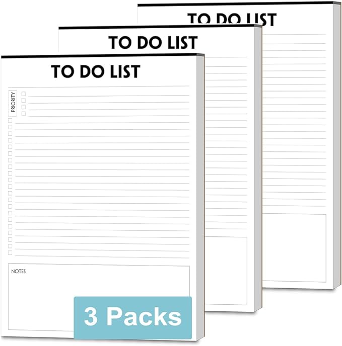 (3 Packs) To Do List Notepad - 50 Sheets/Pad, Total 150 Sheets, To Do List Pad with Check List Organizing, Tear Off, Simple Script, College Ruled To Do Planner for Daily Task, 8.5"x11"