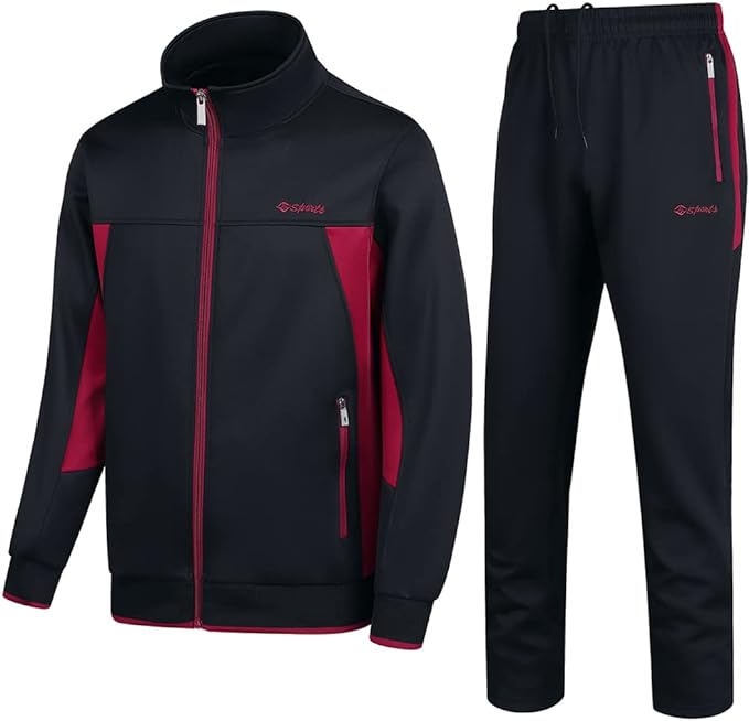 Men's Casual Athletic Tracksuit Long Sleeve Sweatsuit Set Full Zip Running Jacket and Pants 2 Piece Outfits
