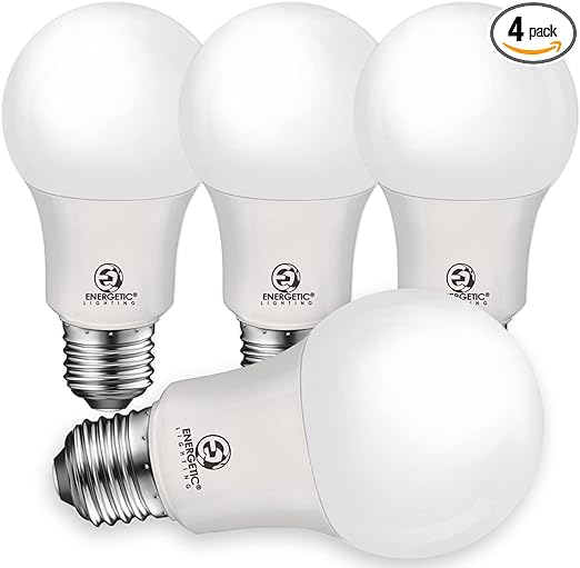 ENERGETIC SMARTER LIGHTING 40W Equivalent A19 LED Light Bulb, Soft White 2700K, UL Listed, E26 Standard Base, Non-Dimmable LED Light Bulb, 4-Pack