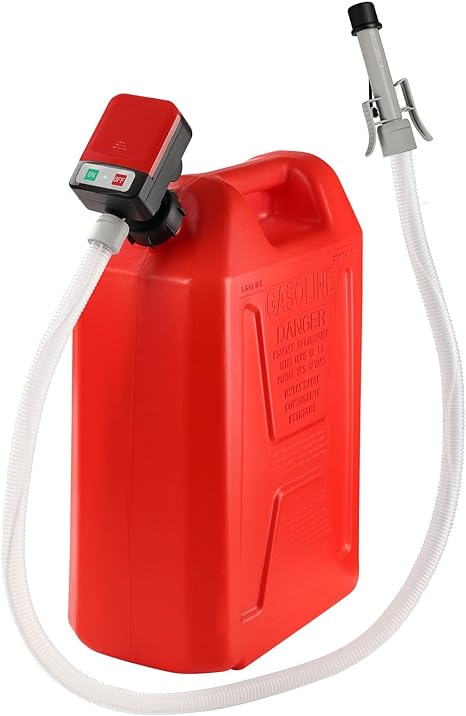 Automatic Fuel Transfer Pump - AA Battery-Powered, Gas Pump With Quick Flow Control & Stop And Powerful 2.4 GPM Flow Rate for Oil, Diesel, Gasoline