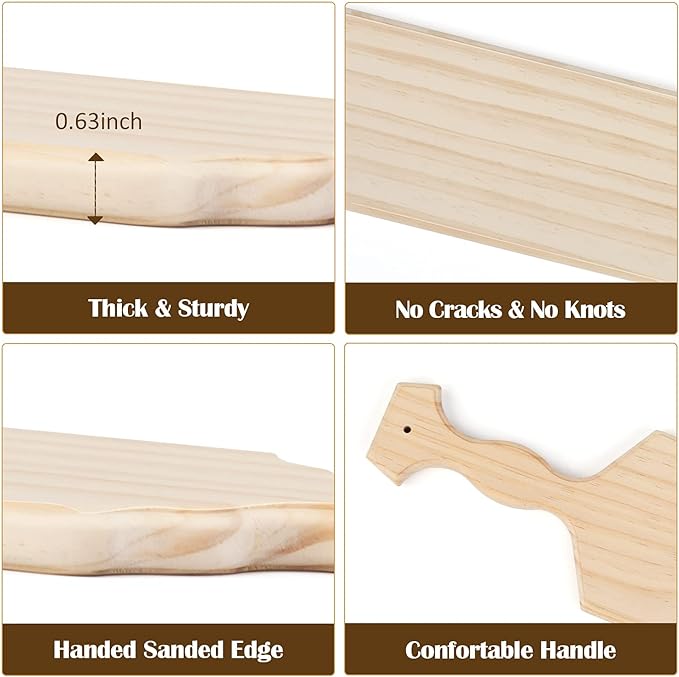 BATTIFE Sorority Paddle 18 Inch Unfinished Pine Wooden Greek Fraternity Paddle - Solid Wood Paddles