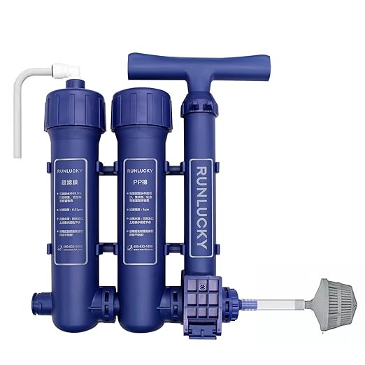 Large Portable Hand Pump Camping Water Filter - Emergency Water Filter Water Purifier System Water Distiller Emergency Portable Filtration for Hiking, Camping (Portable Water Filter)
