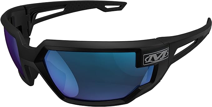 Mechanix Wear: Vision Type-X Safety Glasses with Advanced Anti Fog, Scratch Resistant, Black Frame, Protective Eyewear, Lightweight Glasses, Ventilated Temples, For Outdoor Use (Blue Mirror Lens)