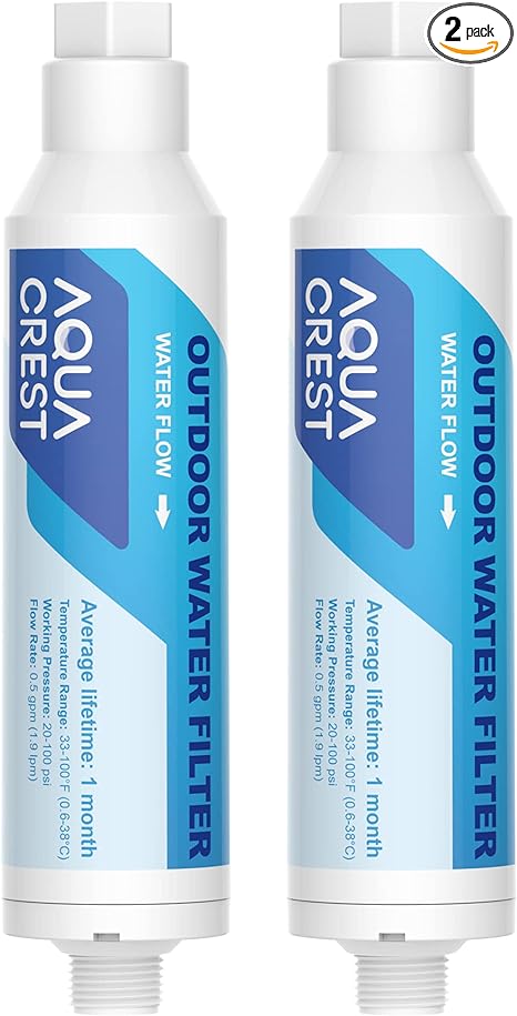 AQUA CREST Inline Water Filter, Dedicated for Car Washing, Window & Yard Cleaning, Effectively Reduce Hard Water Spots, Soften Water, Upgraded Formula, Pack of 2