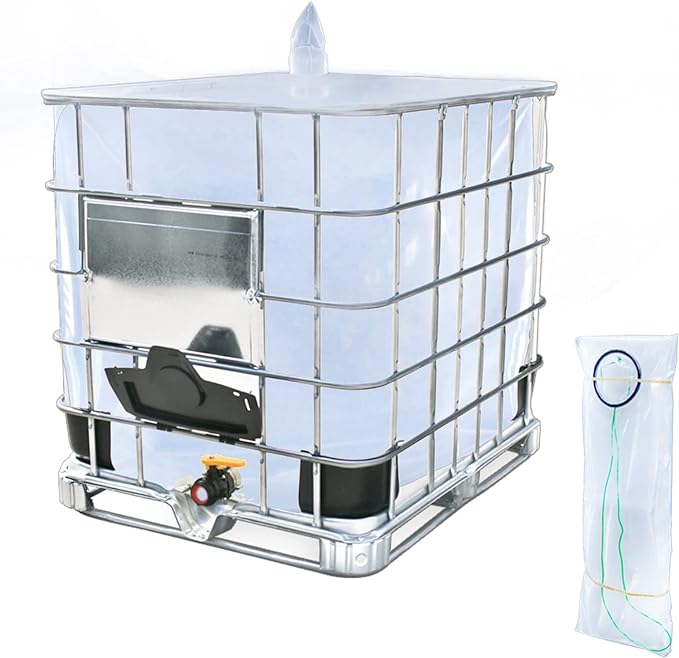 IBC Tote Cove, 275 Gallon IBC Water Storage Barrel Liner Bags,1000 Liter Rain Barrel Protective Accessorie (with Bottom Water Outlet)