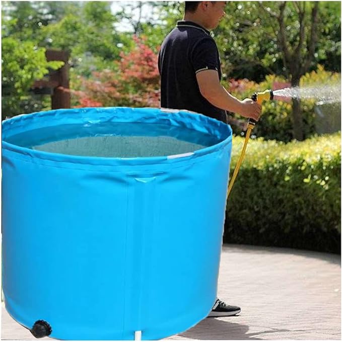 Collapsible Portable Rain Barrel | Large Capacity Rain Water Collector | high Density PVC Provides Weather and UV Resistance | for Garden Water Transfer Irrigation,Blue,400L/80X80CM