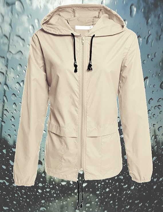 Avoogue Raincoat Women Lightweight Waterproof Rain Jackets Packable Outdoor Hooded Windbreaker