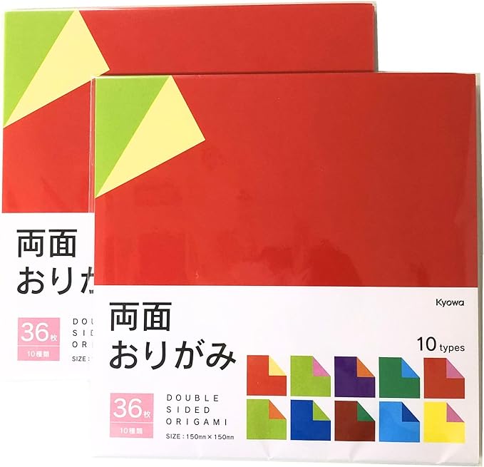 Origami Paper Double Sided Colored Paper 36 Sheets, 10 Types, 6 Inch Square, Made in Japan (2 Pack)
