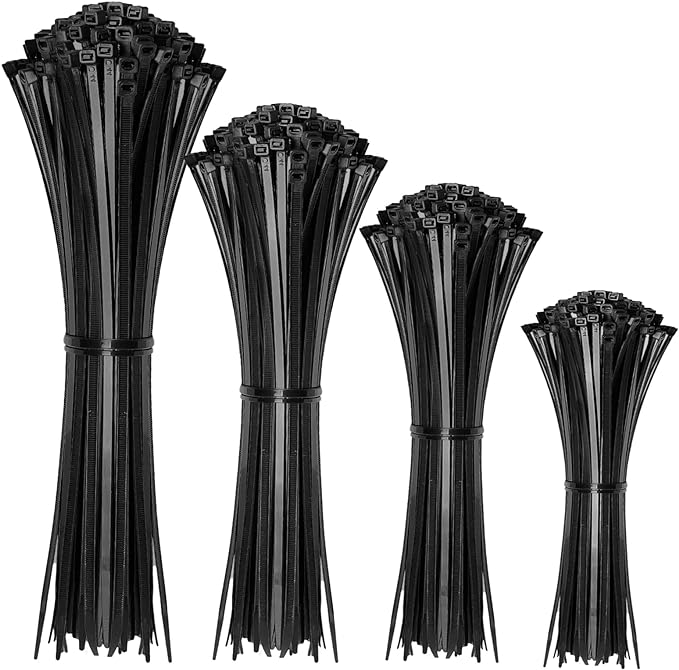 Cable Zip Ties,400 Pack Black Assorted Sizes 12+8+6+4 Inch,Multi-Purpose Self-Locking Nylon Cable Cord Management ,Plastic Wire Ties for Home,Office,Garden,Workshop. By HAVE ME TD