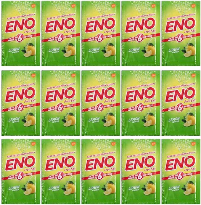 15 X Eno Fruit Salt Antacid Instant Acidity Relief Lemon (Lime) Flavour 5g X 15 Sachet by Eno