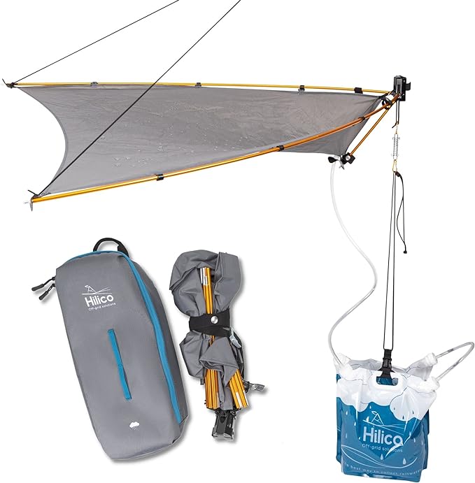 Rainwater Harvesting System– Premium Rain Collection for Off-Grid Living – Ultra-Lightweight Folding Rain Barrel Water Collector – Built-in Filtration Unit – 2 x 2.6 Gallons Foldable Containers