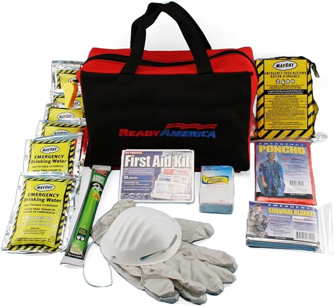 Ready America 72 Hour Emergency Kit, 1-Person, 3-Day Tote, Includes First Aid Kit, Survival Blanket, Emergency Food, Portable Disaster Preparedness Go-Bag for Earthquake, Fire, Flood