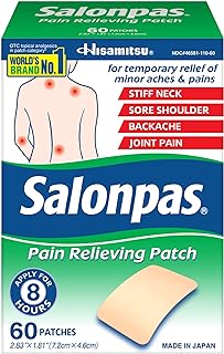 Salonpas Pain Relieving Patch for Back, Neck, Shoulder, Knee Pain and Muscle Soreness - 8 Hour Pain Relief - 60 Count