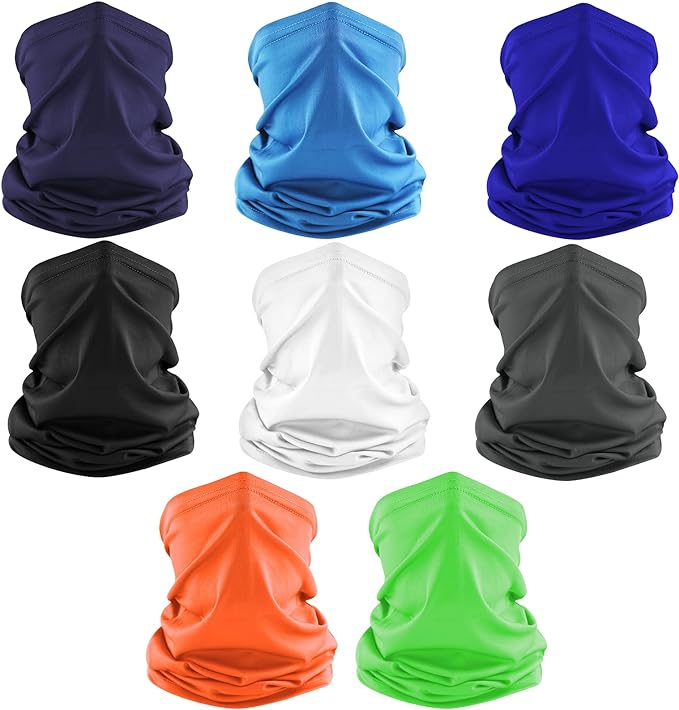8 Pack Neck Gaiter Balaclava Gator Face Mask UV Protection Breathable Face Bandanas Neck Cover for Men Women