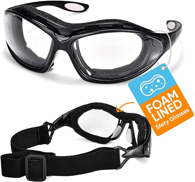SAFEYEAR Anti Fog Safety Glasses- SG002 Clear Scratch Resistant Work Glasses No-Slip Safety Goggles Lab Grinding Chemistry