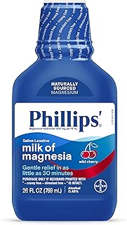 Phillips' Milk of Magnesia Liquid Laxative, Wild Cherry Flavor, Stimulant & Cramp Free Relief of Occasional Constipation, #1 Milk of Magnesia Brand 26 oz.