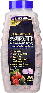 Kirkland Signature Ultra Strength Antacid Calcium Carbonate 1000 MG Assorted Berry Flavors (265 Tablets)