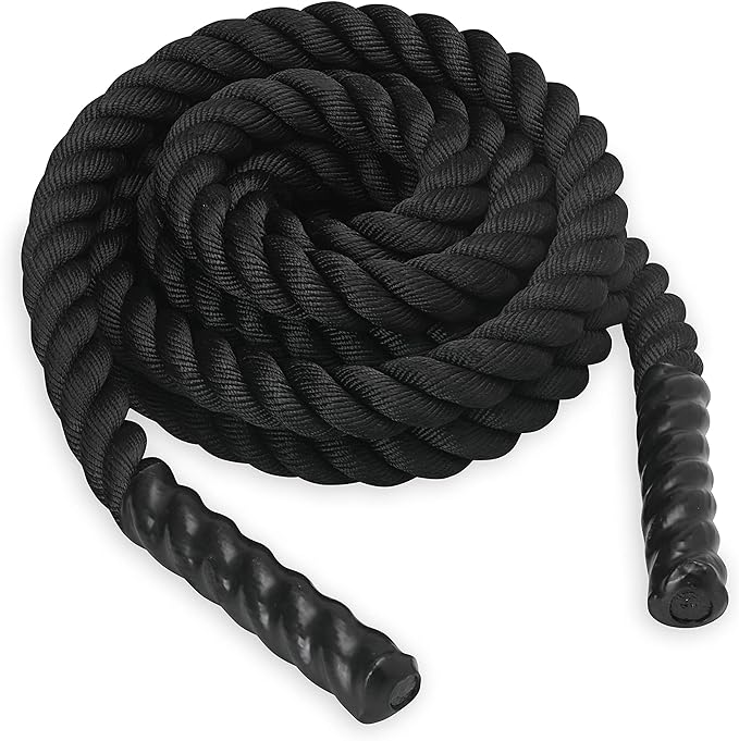 SPRI Battle Rope - Weighted Rope for Strength Training,Durable Conditioning Rope - 18ft Long with 1.5" Thickness,Black