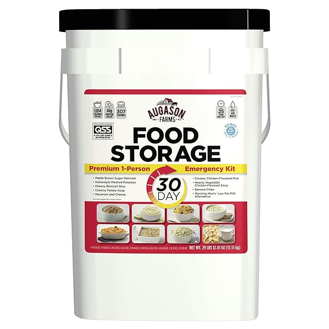 Augason Farms 30-Day 1-Person Emergency Food Supply – QSS Certified , White