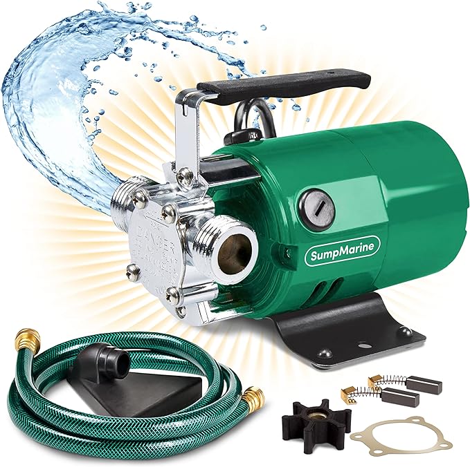 Water Transfer Pump, 115V 330 Gallon Per Hour - Portable Electric Utility Pump with 6' Water Hose Kit - To Remove Water From Garden, Hot Tub, Rain Barrel, Pool, Ponds, Aquariums, and More