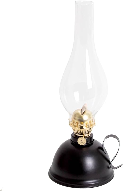 Lehman's Vintage Style Oil Lamp, Classic Nomad Model Burns Kerosene or Lamp Oil, Round Font with Curved Carrying Handle, Steel Burner, Glass Chimney and Wick for Non-Electric Lighting or Emergencies