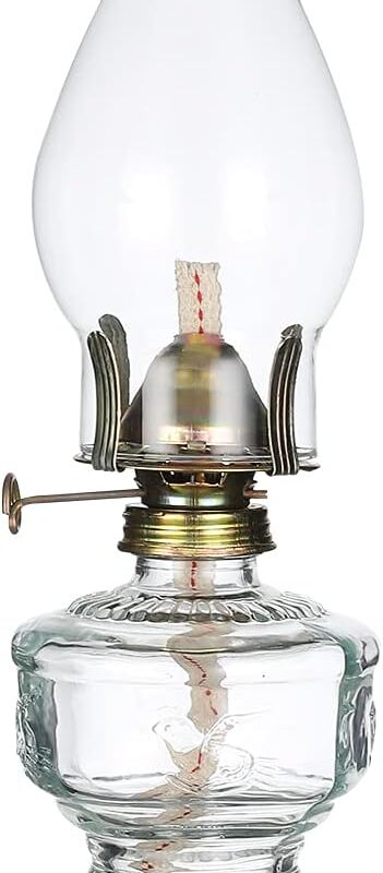 Rustic Oil Lamp Lantern Vintage Glass Kerosene Lamp 12.5''Chamber Oil Lamps for Indoor Use Home Decor Lighting Oil Lantern