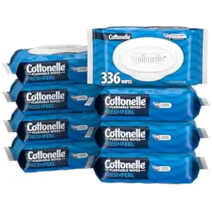 Cottonelle Fresh Feel Flushable Wet Wipes, Adult Wet Wipes, 8 Flip-Top Packs, 42 Wipes Per Pack (336 Total Wipes), Packaging May Vary