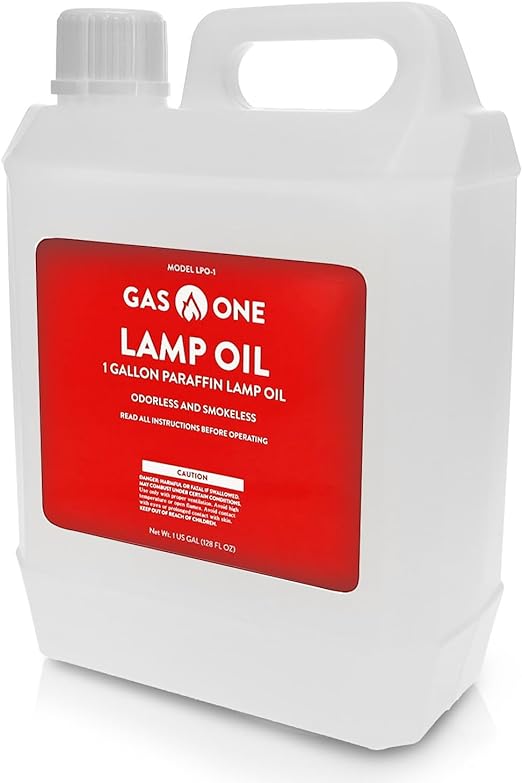 GasOne Liquid Paraffin Lamp Oil – 1 Gallon (128oz) Clear Oil Lamp – Multifunctional Lamp Oil Smokeless Odorless Indoor Ideal for Lamps, Lanterns, Tiki Torch – Safe Packaging