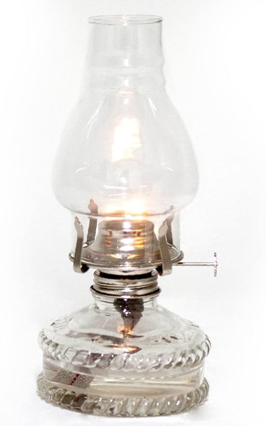 Lehman's Clear Glass Oil Lamp, Nighttime Favorite with #2 Burner and 7/8 inch Wick for Accent Lighting or Centerpiece Table Decor