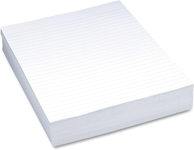 Pacon 2403 Composition Paper, 3/8-Inch Ruling, 16 lbs., 8-1/2 x 11, White, 500 Sheets/Pack