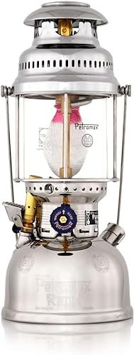 Petromax HK500 Pressurized Lantern, 500 Candlepower with 1 Quart Kerosene Tank for Home, Camping or Emergency Lighting, Hand Assembled High Pressure 400 Watt Lamp, Chrome