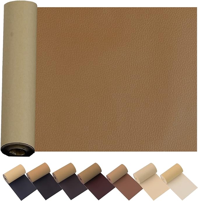 Leather Repair Patch for Couches 17X55inch Large Self-Adhesive refinisher cuttable reupholster Tape Patches kit for Couch Car Seats Furniture Sofa Vinyl Chairs Shoes Fabric Fix(l. Brown, 17x55 inch)