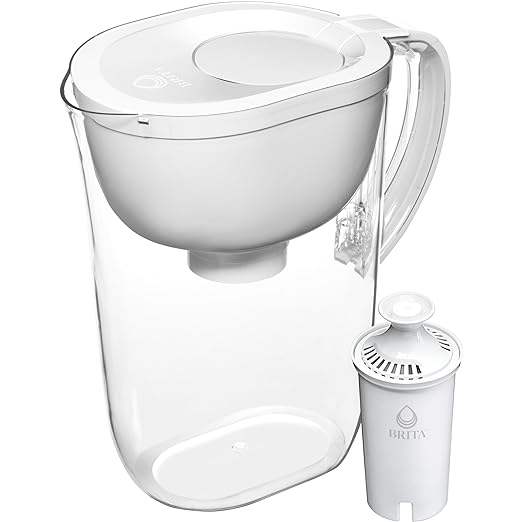Brita Large Water Filter Pitcher, BPA-Free Water Pitcher, Replaces 1,800 Plastic Water Bottles a Year, Lasts Two Months or 40 Gallons, Includes 1 Filter, 10-Cup Capacity, Bright White