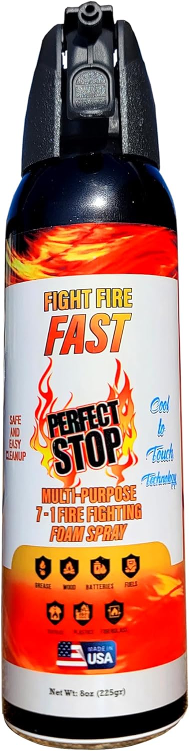 Perfect Stop Fire Spray - Mini Fire Extinguisher for Home, Kitchen, BBQ, Garage, Auto. Reliable, Compact, Portable & Easy to Use, Non-Toxic and Made in USA! 1 Pack