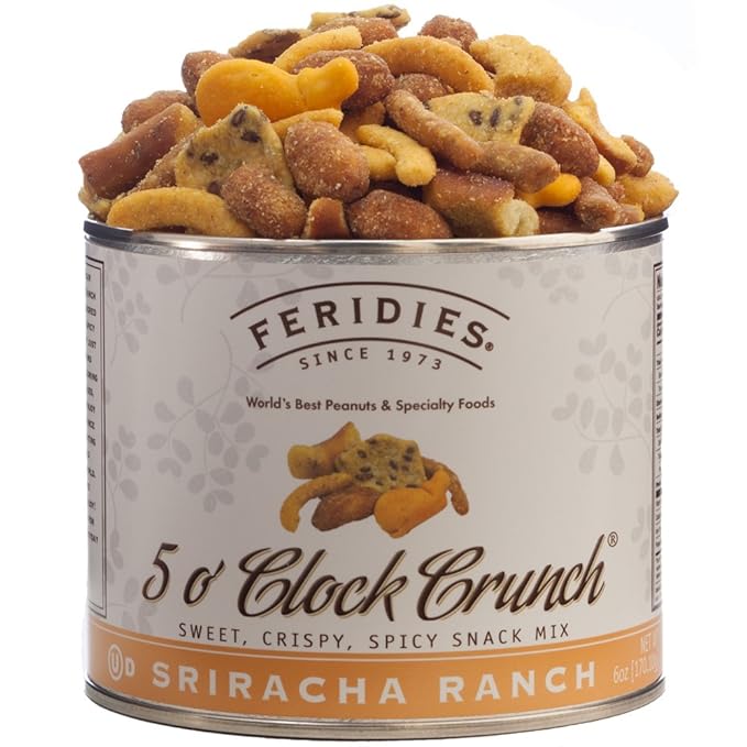 FERIDIES Sriracha Ranch 5 O'Clock Crunch Snack Mix - 6oz Vacuum Tin Spicy Pub Mix