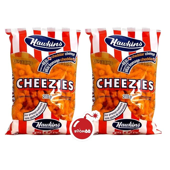 Hawkins Cheezies Canadian Snacks 210g x2pk w BoomQQ Sticker
