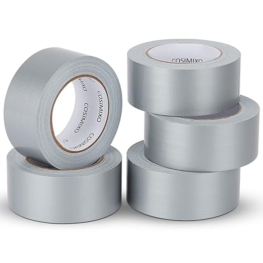 COSIMIXO 5-Pack Silver Heavy Duty Duct Tape, 2 inches x 30 Yards, Strong, Flexible, No Residue, All-Weather and Tear by Hand - Bulk Value for Repairs, Industrial, Professional Use