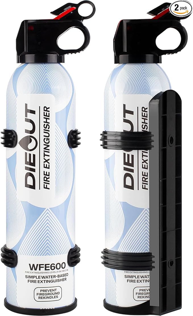dieout Water-Based Fire Extinguisher -2 Pack Portable for Home & Vehicle Use, Prevents Re-Ignition - Ideal for Kitchen, Garage, Car