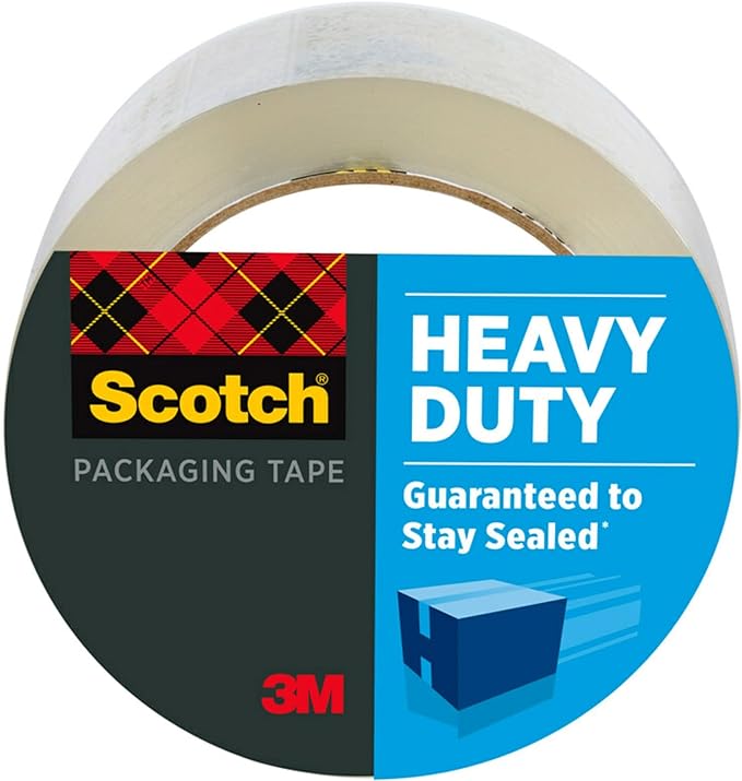 Scotch Heavy Duty Shipping Packing Tape, Clear, Shipping and Packaging Supplies, 1.88 in. x 54.6 yd., 1 Tape Roll