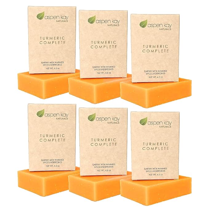 Turmeric Soap Bar (6 Pack) for Body & Face Made with Natural and Organic Ingredients. Gentle Soap – For All Skin Types – Made in USA 4.5oz per Bar