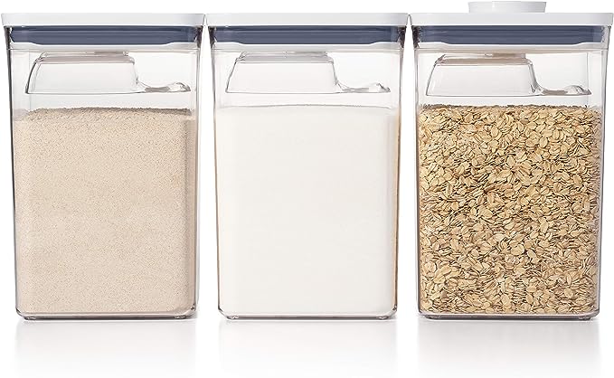 OXO Good Grips 6 Piece(3 Containers & 3 Scoops) Large Canister Set with Scoops, 4.4 qt each, White