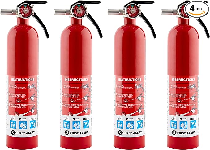 First Alert Home1-4, First Alert Standard Home Fire Extinguisher, Red 4pk