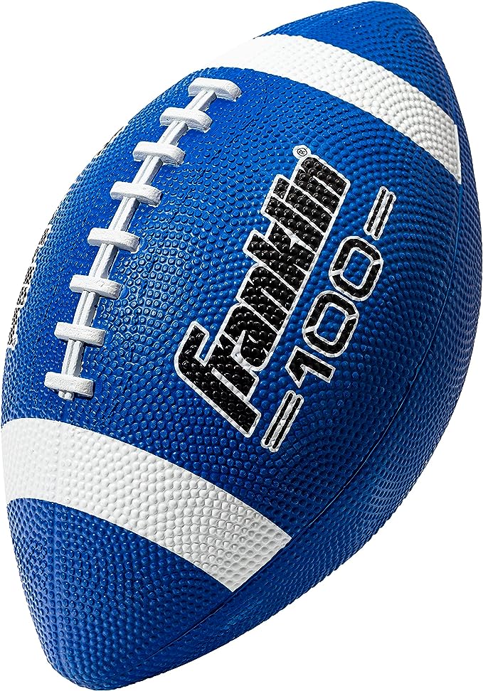 Franklin Sports Kids Junior Football - Grip-Rite 100 Youth Junior Size Rubber Footballs - Peewee Kids Durable Outdoor Rubber Footballs - Single + 6 Bulk Packs with Inflation Pump