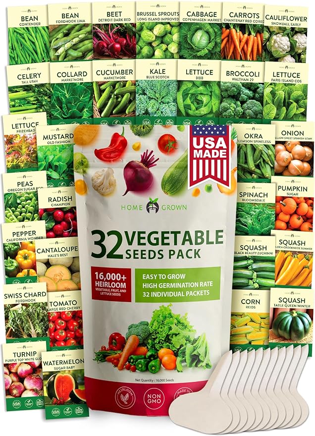 32 Heirloom Vegetable and Fruit Seeds for Planting - 16,000+ Seeds | Non-GMO Survival Seed Vault | High Germination | 32 Varieties of Vegetable Seeds for Your Home Survival Garden